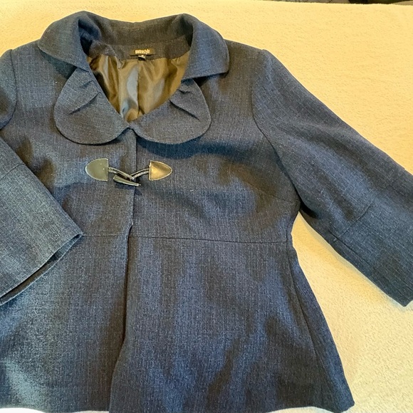 MetroStyle Textured Navy Blue Jacket Peter Pan Collar Toggle Size 18 - Picture 7 of 12